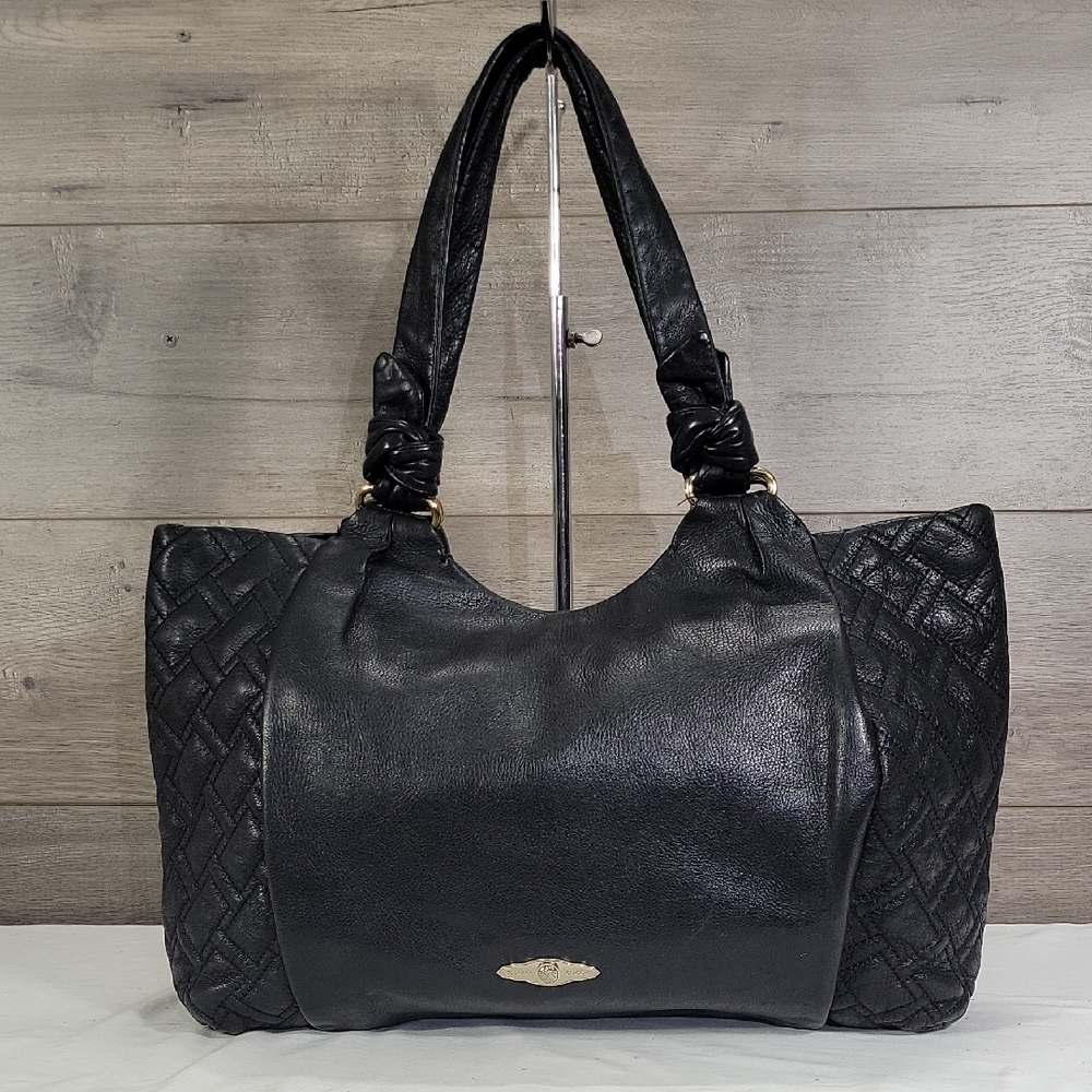 Elliott Lucca Black Leather Tote Bag